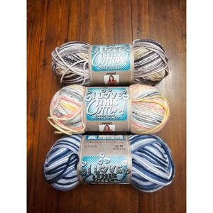 I Love This Cotton Print Yarn Lot 3 Skeins 100% Cotton